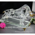 crystal cattle with metal base for business gifts crystal bull